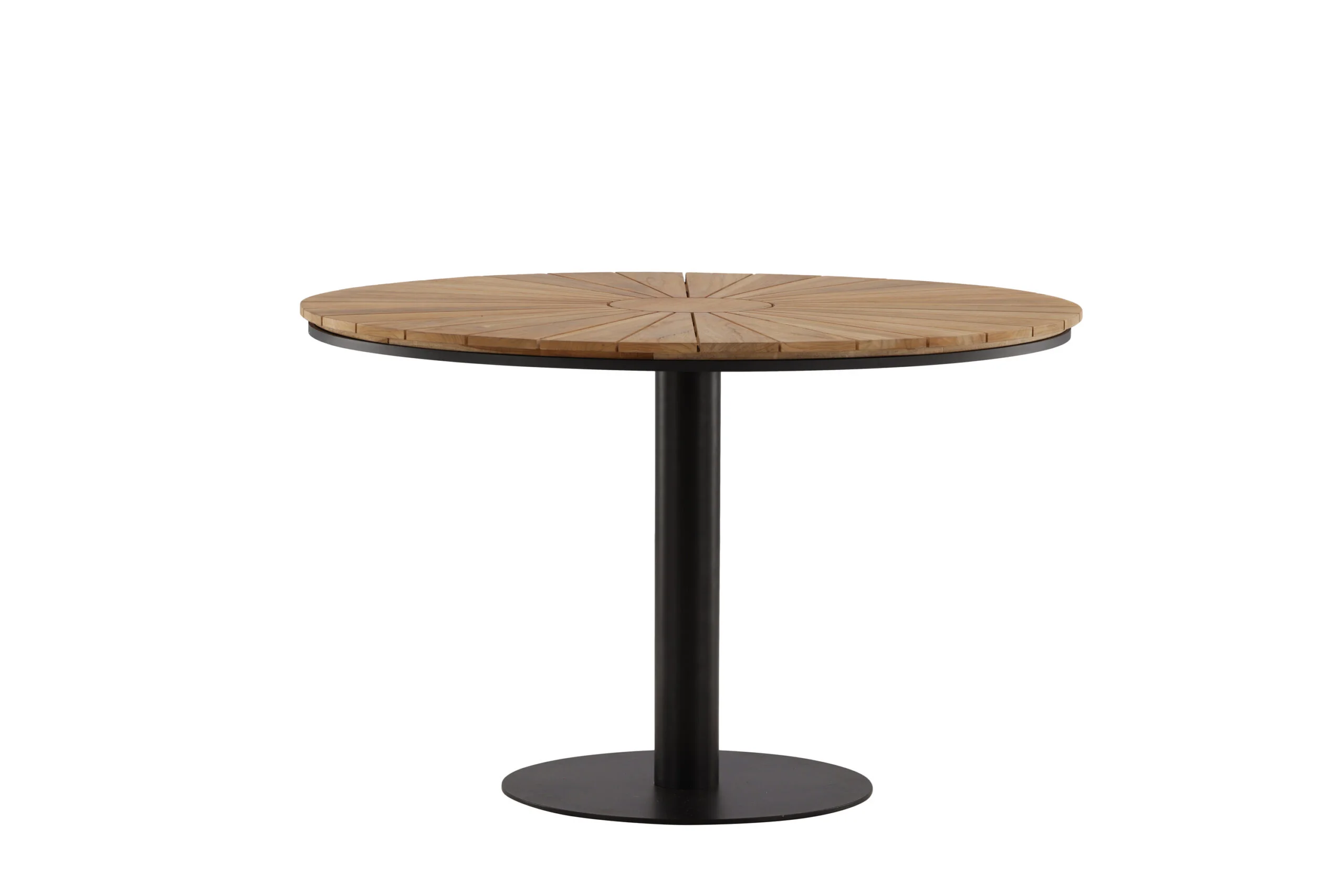 Croft Middagtable Aluminium - Svart / Teak Runt Ø120 cm**