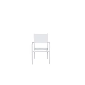 Santorini Arm Stol (Stackable)  - Vit Alu / Vit Textilene | Stol för matbord