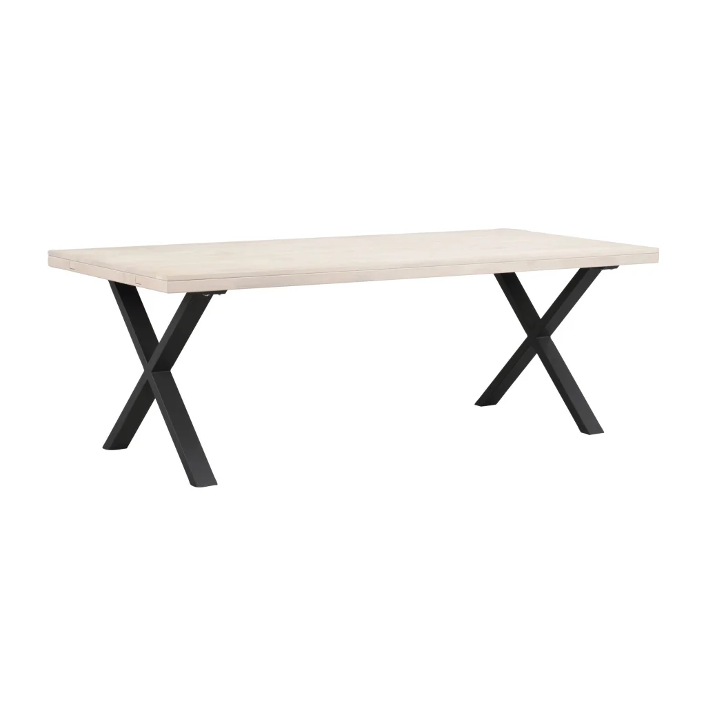 Brooklyn matbord 220x95 vitpigm ek/X-ben svart met