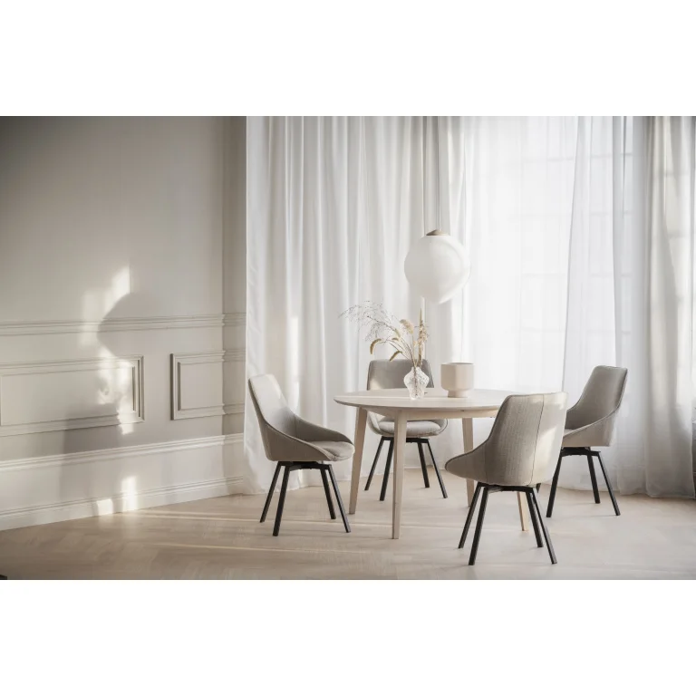 Filippa matbord runt 120/165 vitpigmenterad ek