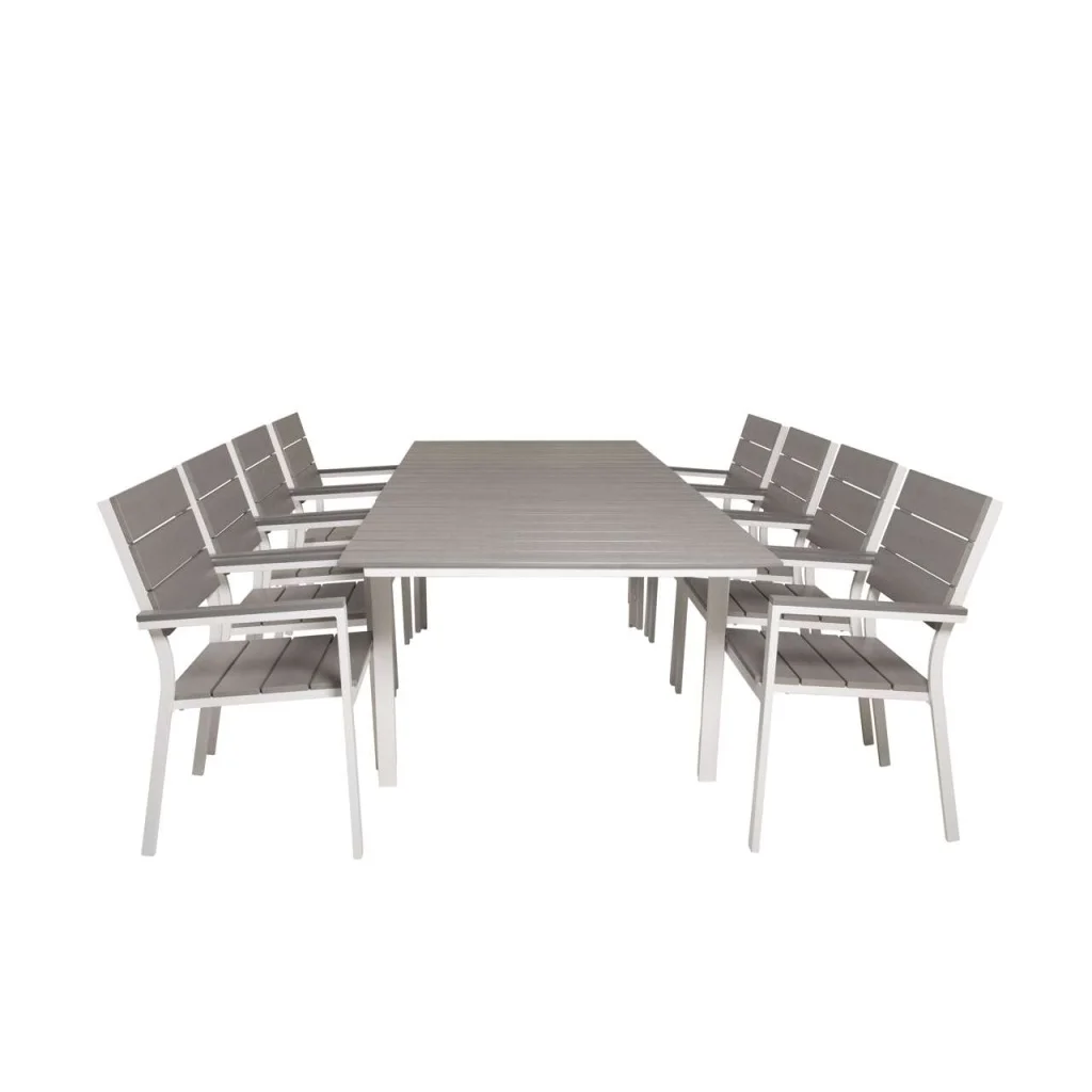 Levels Bord 160/240 - Vit/Grey - Levels Stol (stackable) - Vit Alu / Grey Aintwood 8 | Stol för matbord