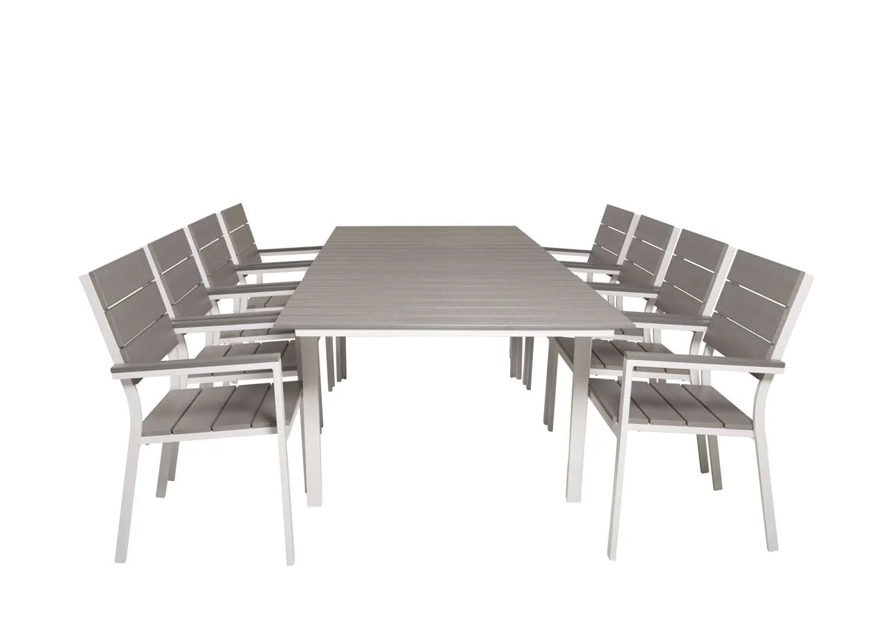 Levels Bord 160/240 - Vit/Grey - Levels Stol (stackable) - Vit Alu / Grey Aintwood 8 | Stol för matbord