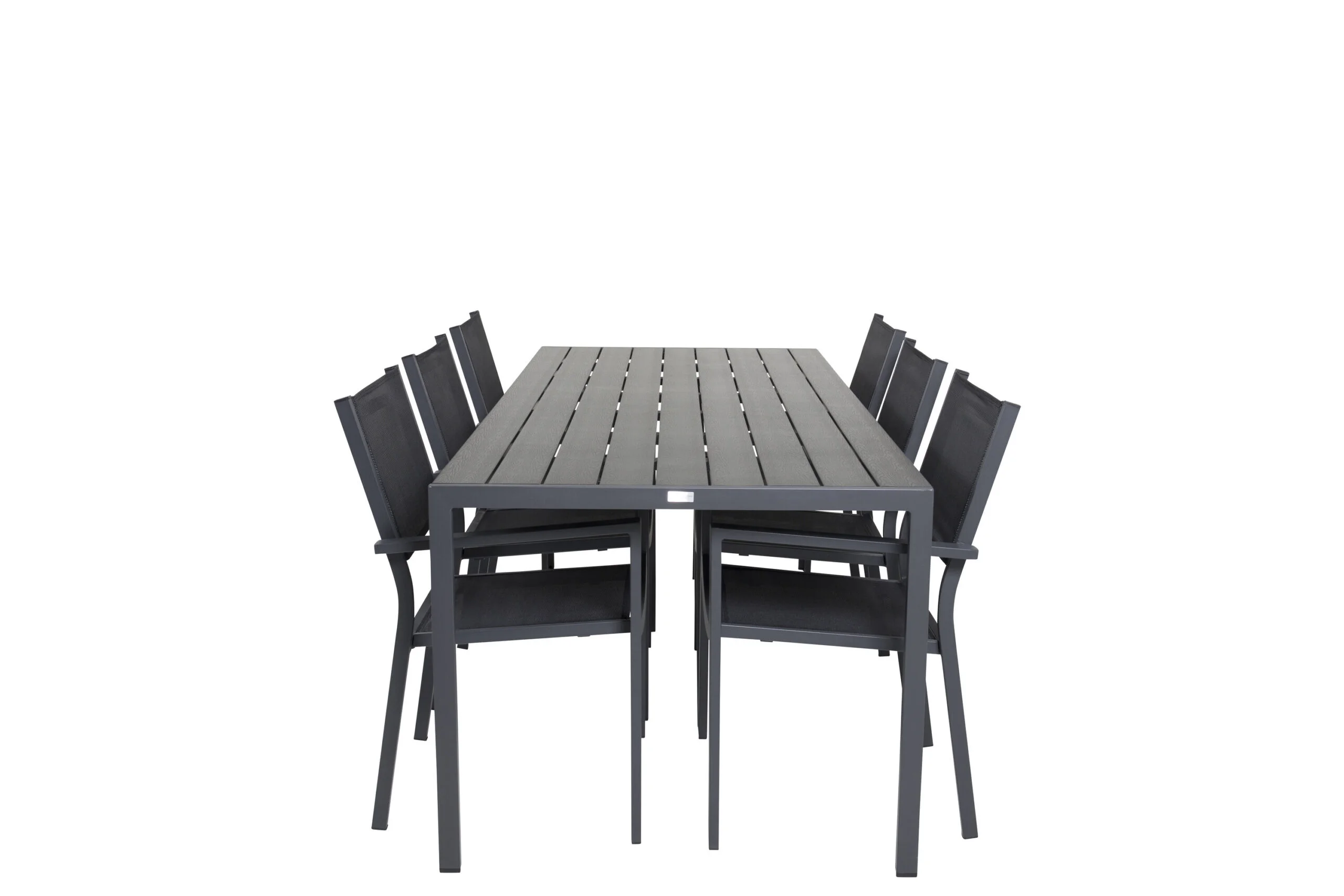 Break Matbord - 205*90 - Svart Alu / Svart Aintwood+Copacabana Arm Stol (s | Matgrupp | Stol för matbord