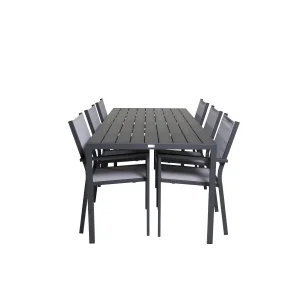 Break Matbord - 205*90 - Svart Alu / Svart Aintwood+Copacabana Arm Stol (s | Matgrupp | Stol för matbord