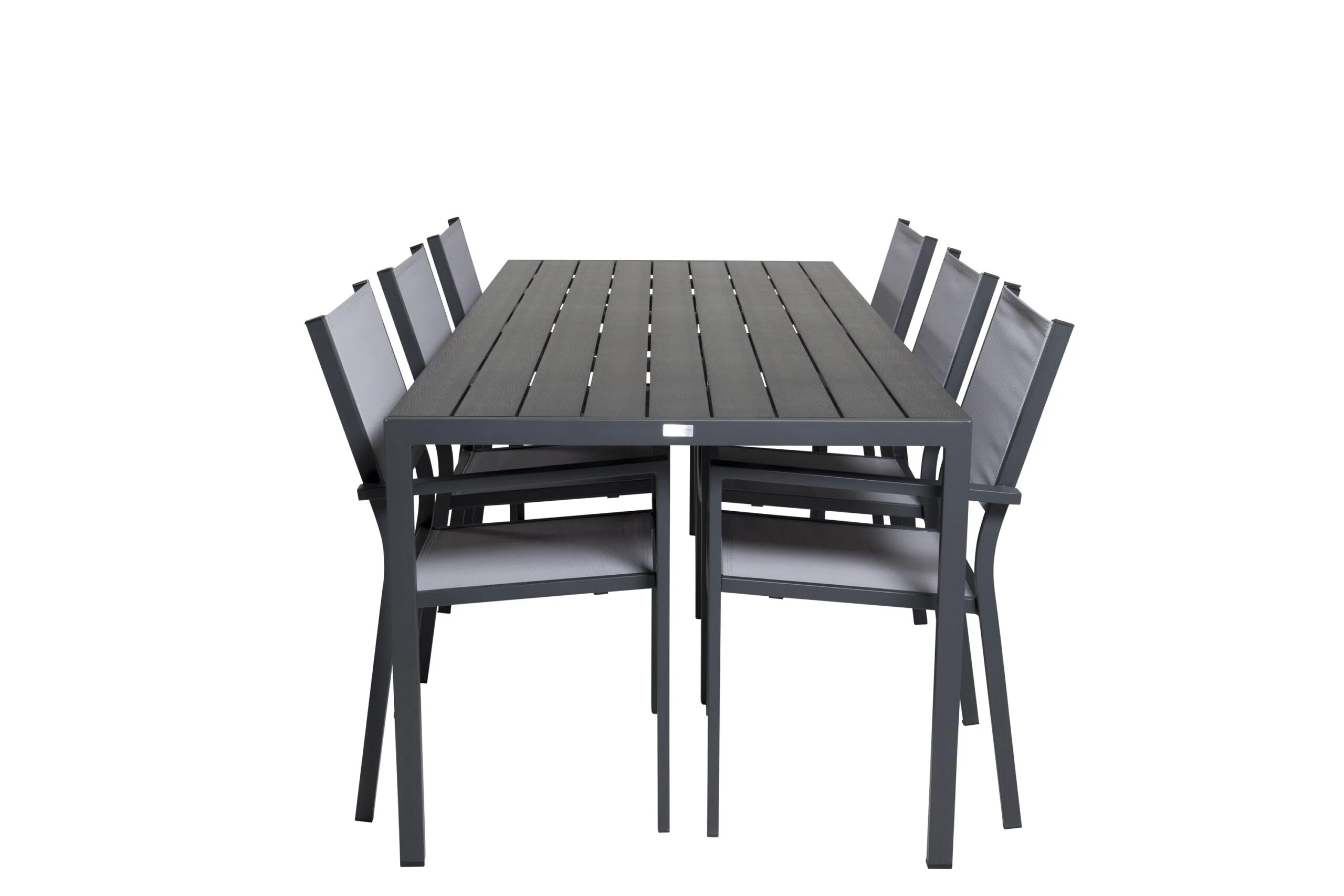 Break Matbord - 205*90 - Svart Alu / Svart Aintwood+Copacabana Arm Stol (s | Matgrupp | Stol för matbord