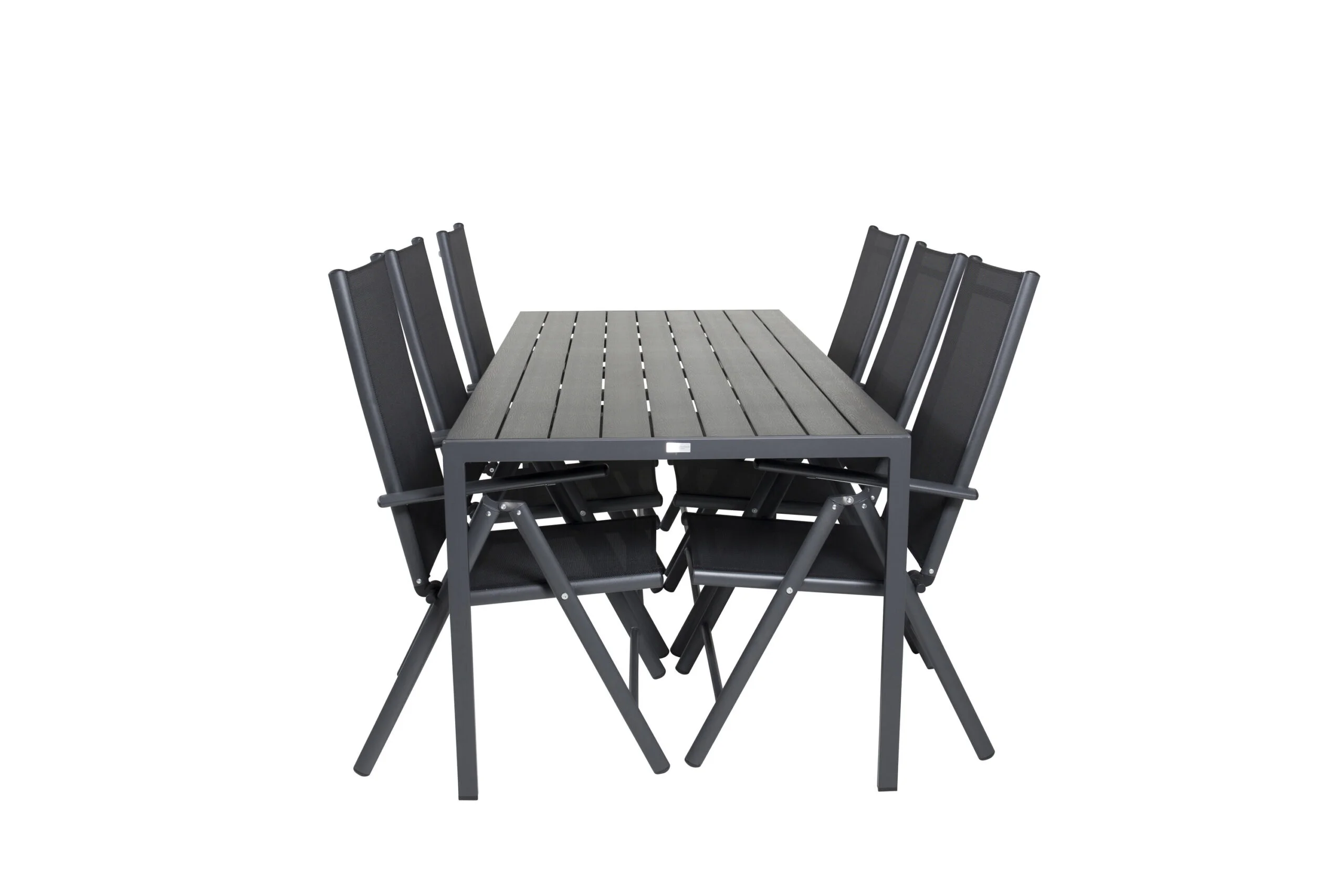 Break Matbord - 205*90 - Svart Alu / Svart Aintwood+Break 5:pos Stol - Bl | Matgrupp | Stol för matbord