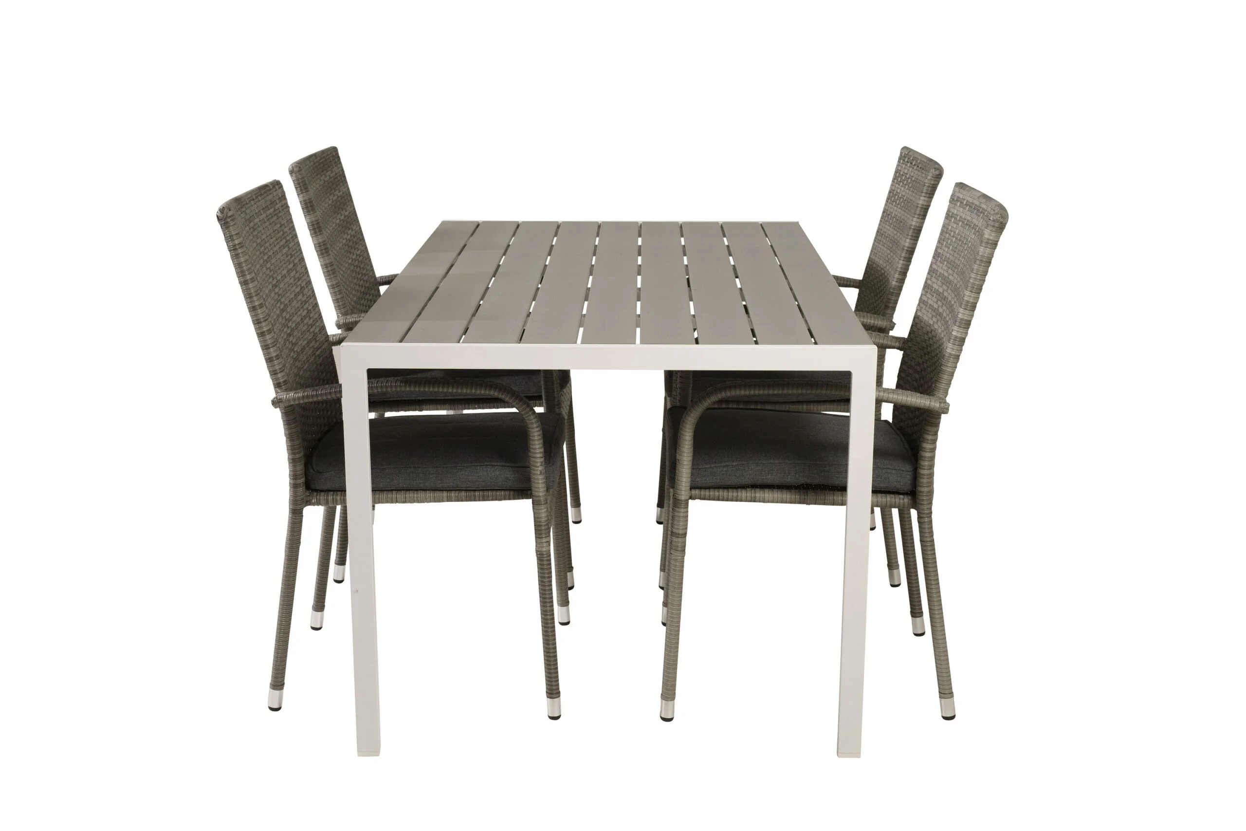 Break Matbord - Vit Alu / Grey Aintwood - 150*90+Anna Arm Stol (stackabl | Matgrupp | Stol för matbord