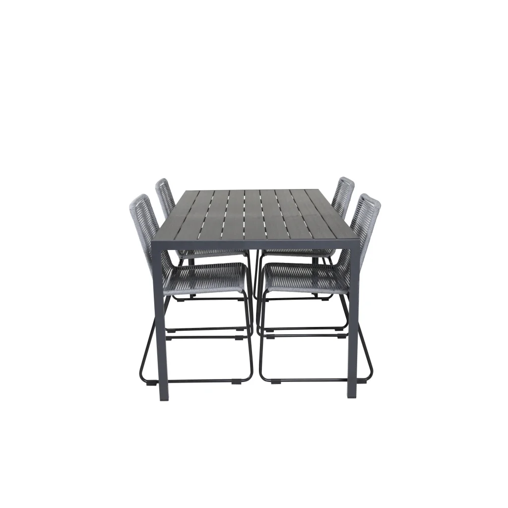 Break Matbord - 150*90 Svart Alu / Svart Aintwood | Lindos Middag Stol - Bl | Matgrupp | Stol för matbord