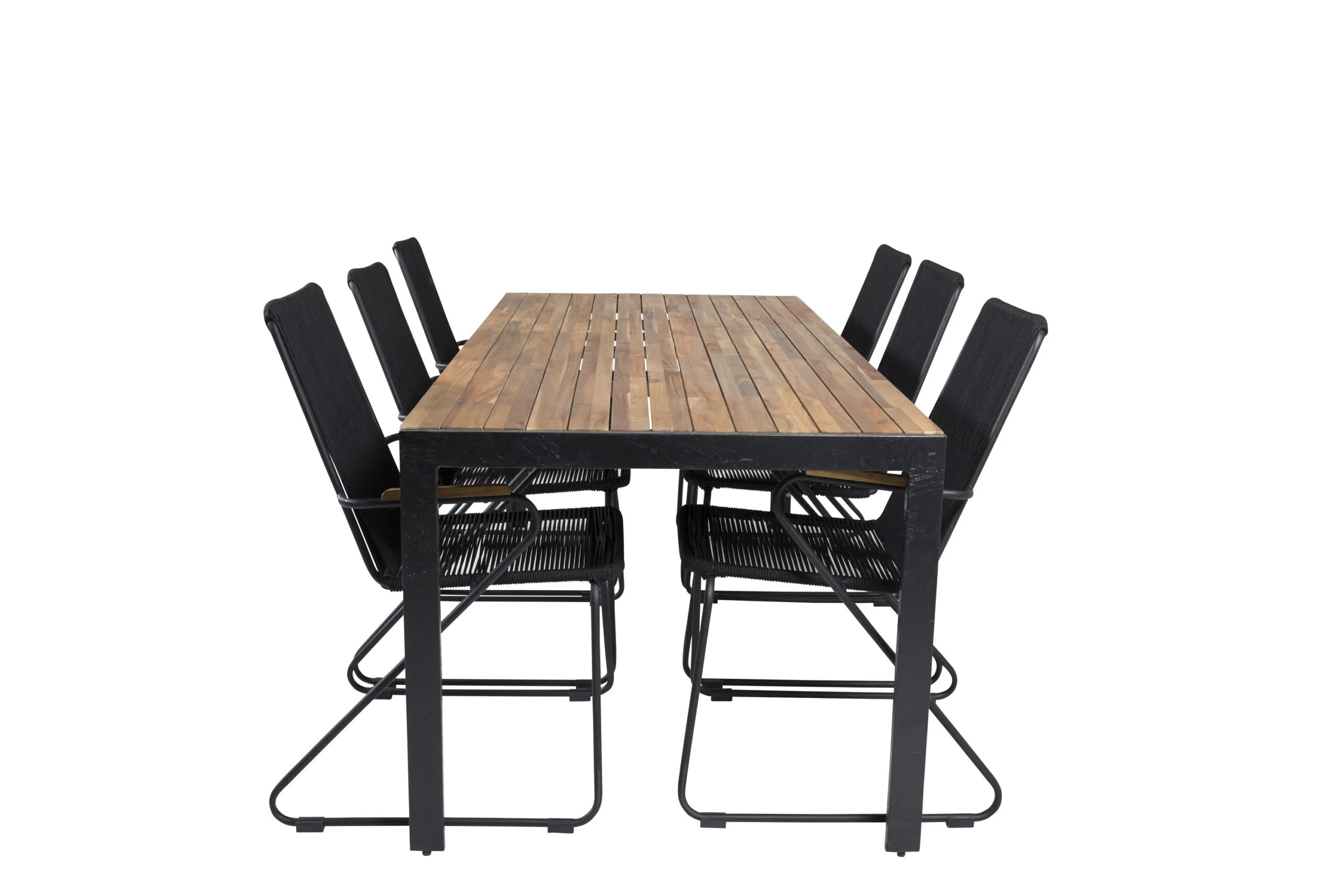 Bois Middag table 200*100cm - Svart Legs / Akacia | Bois Fåtölj - Svart Alu /