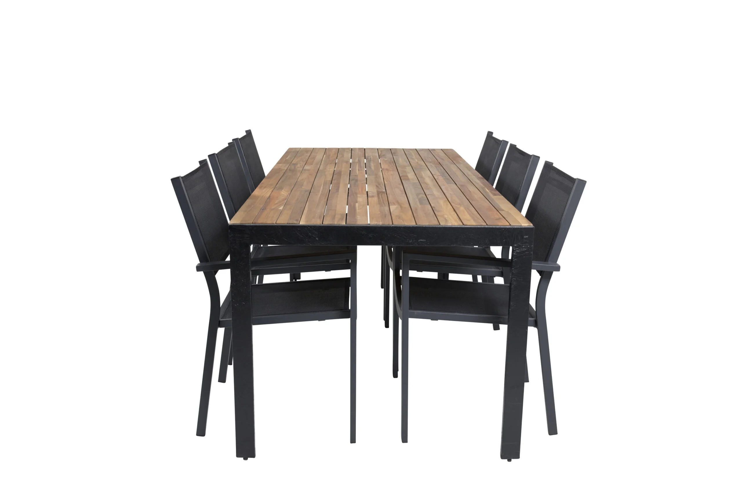 Bois Middag table 200*100cm - Svart Legs / Akacia | Copacabana Arm Stol (stacka | Stol för matbord