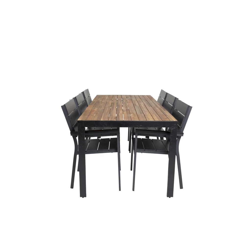 Bois Middag table 200*100cm - Svart Legs / Akacia | Levels Stol (stackable) - B | Stol för matbord