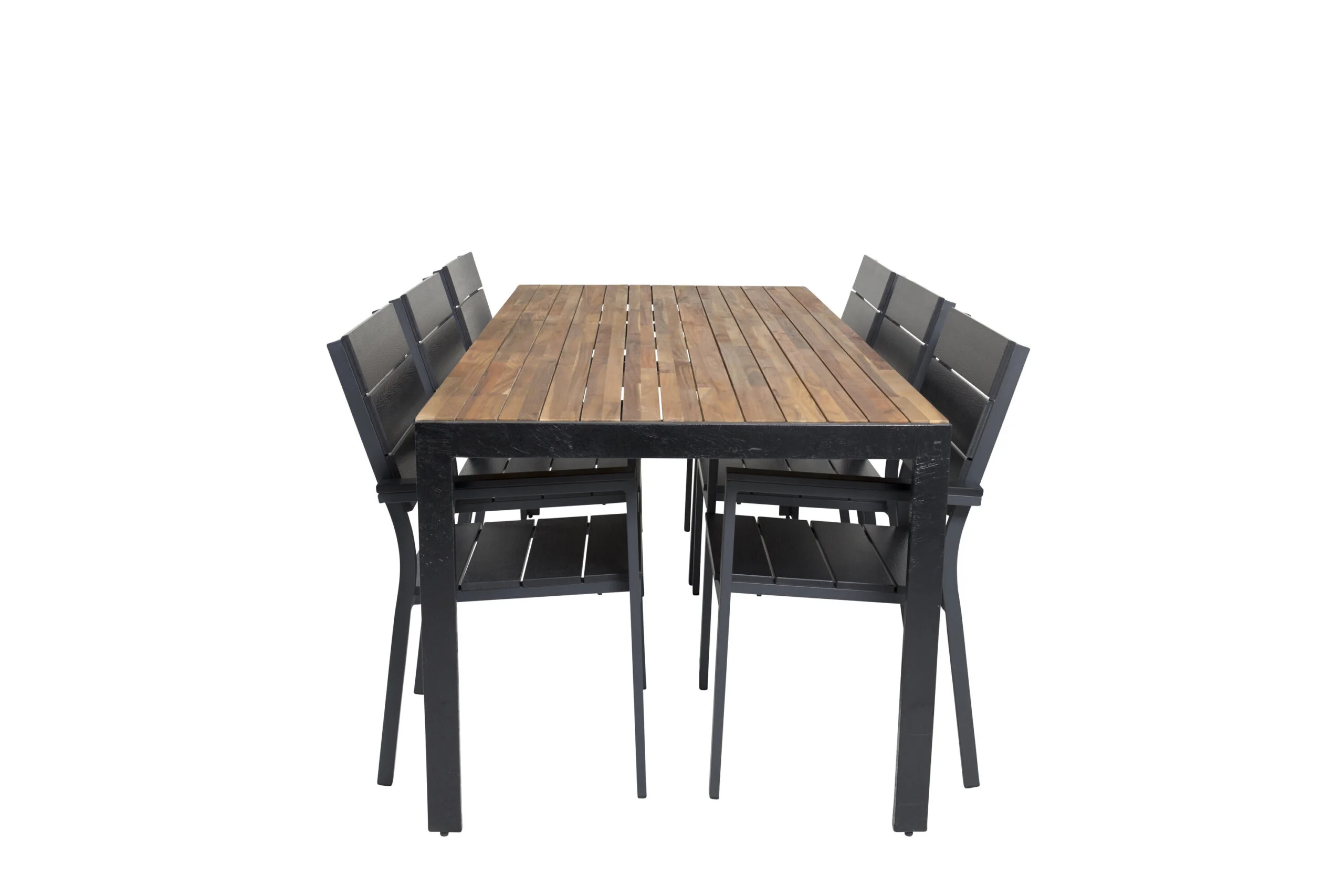 Bois Middag table 200*100cm - Svart Legs / Akacia | Levels Stol (stackable) - B | Stol för matbord