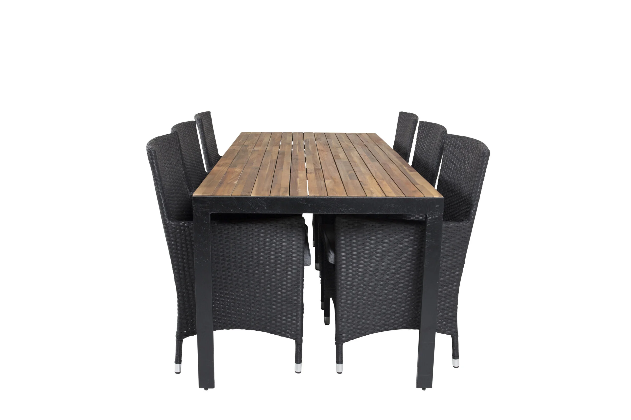 Bois Middag table 200*100cm - Svart Legs / Akacia | Malin Arm Stol with cushion | Stol för matbord