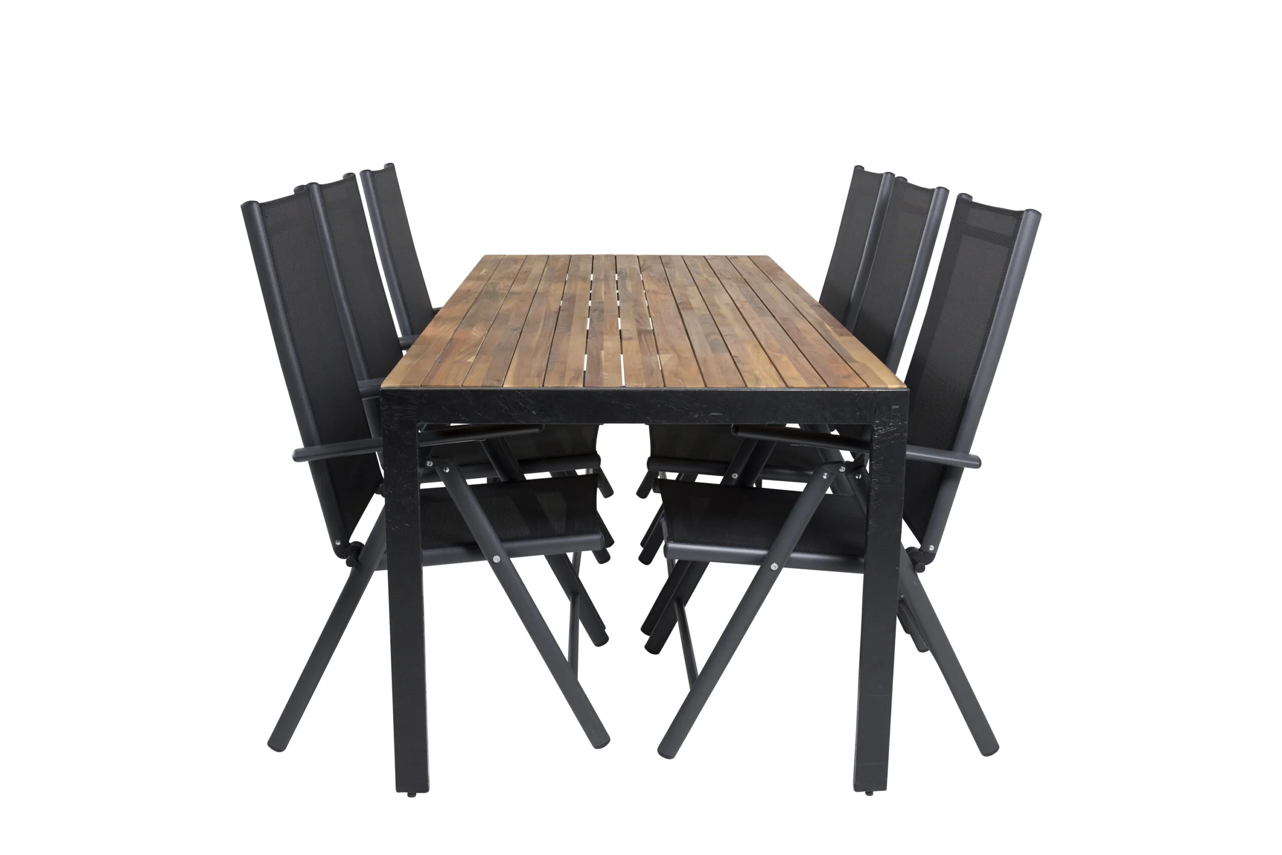 Bois Middag table 200*100cm - Svart Legs / Akacia | Break 5:pos Stol - Svart a | Stol för matbord