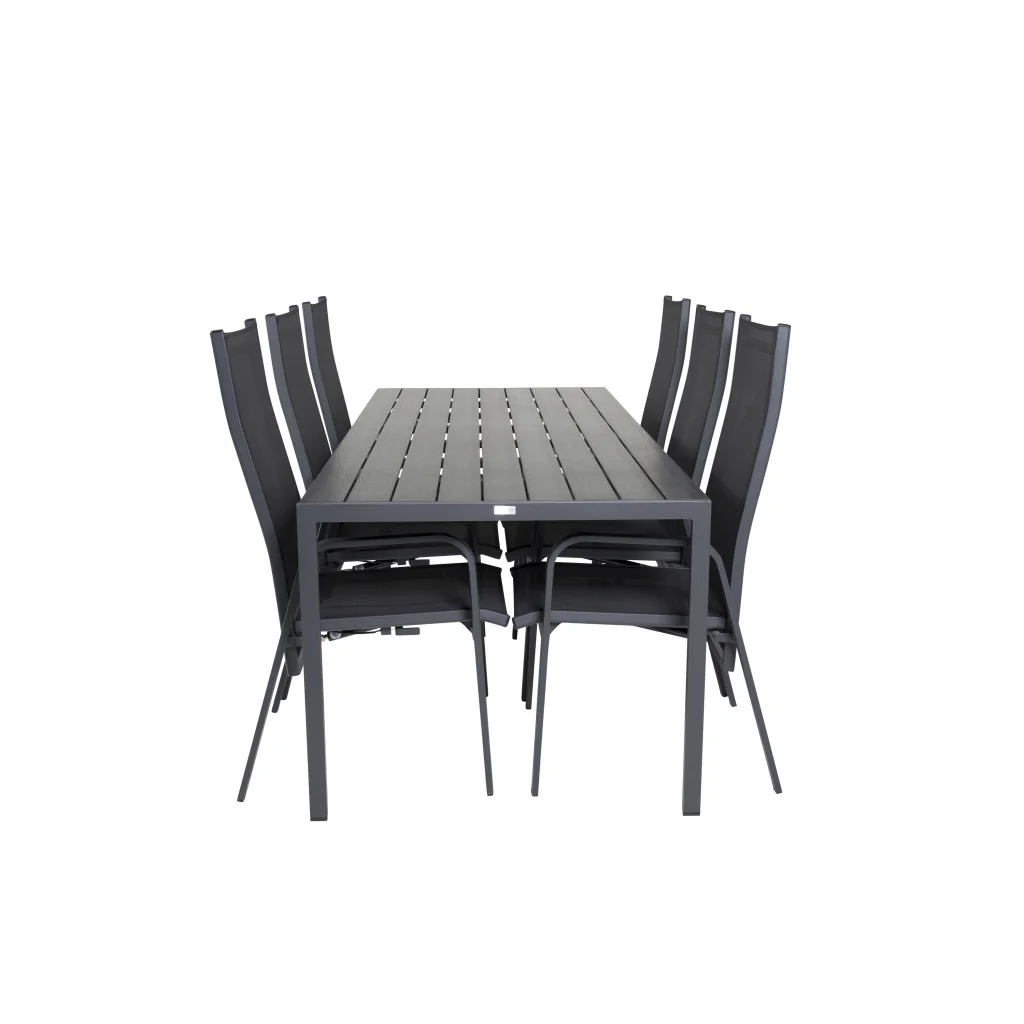 Break Matbord - 205*90 - Svart Alu / Svart Aintwood+Copacabana Recliner Cha | Matgrupp