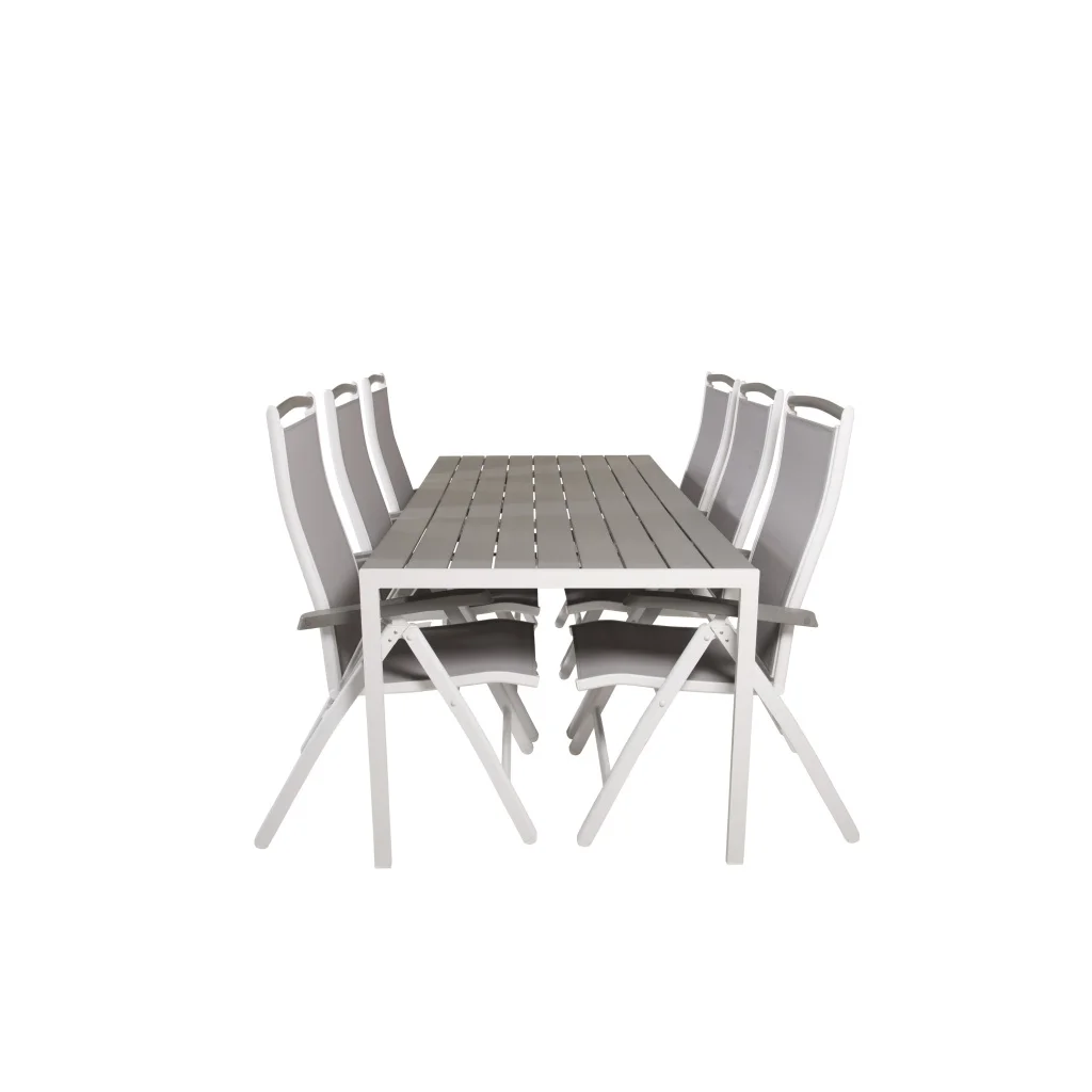 Break Matbord - 205*90 - Vit Alu / Grey Aintwood+Albany Stol 5:pos | Matgrupp | Stol för matbord