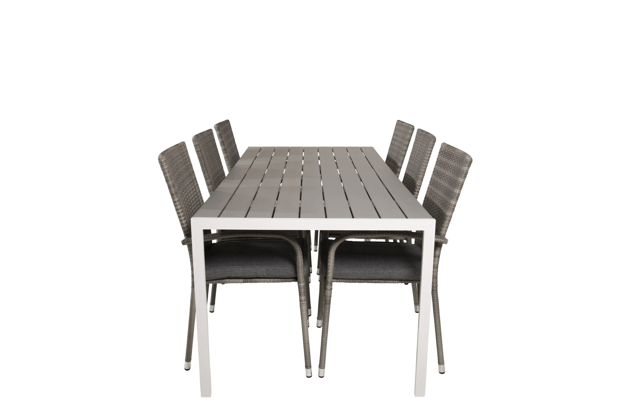 Break Matbord - 205*90 - Vit Alu / Grey Aintwood+Anna Arm Stol (stackabl | Matgrupp | Stol för matbord