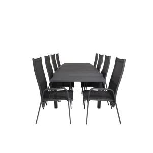 Marbella Matbord 160/240*100*H75 - Svart+Copacabana Recliner Stol (stackable) | Matgrupp | Stol för matbord