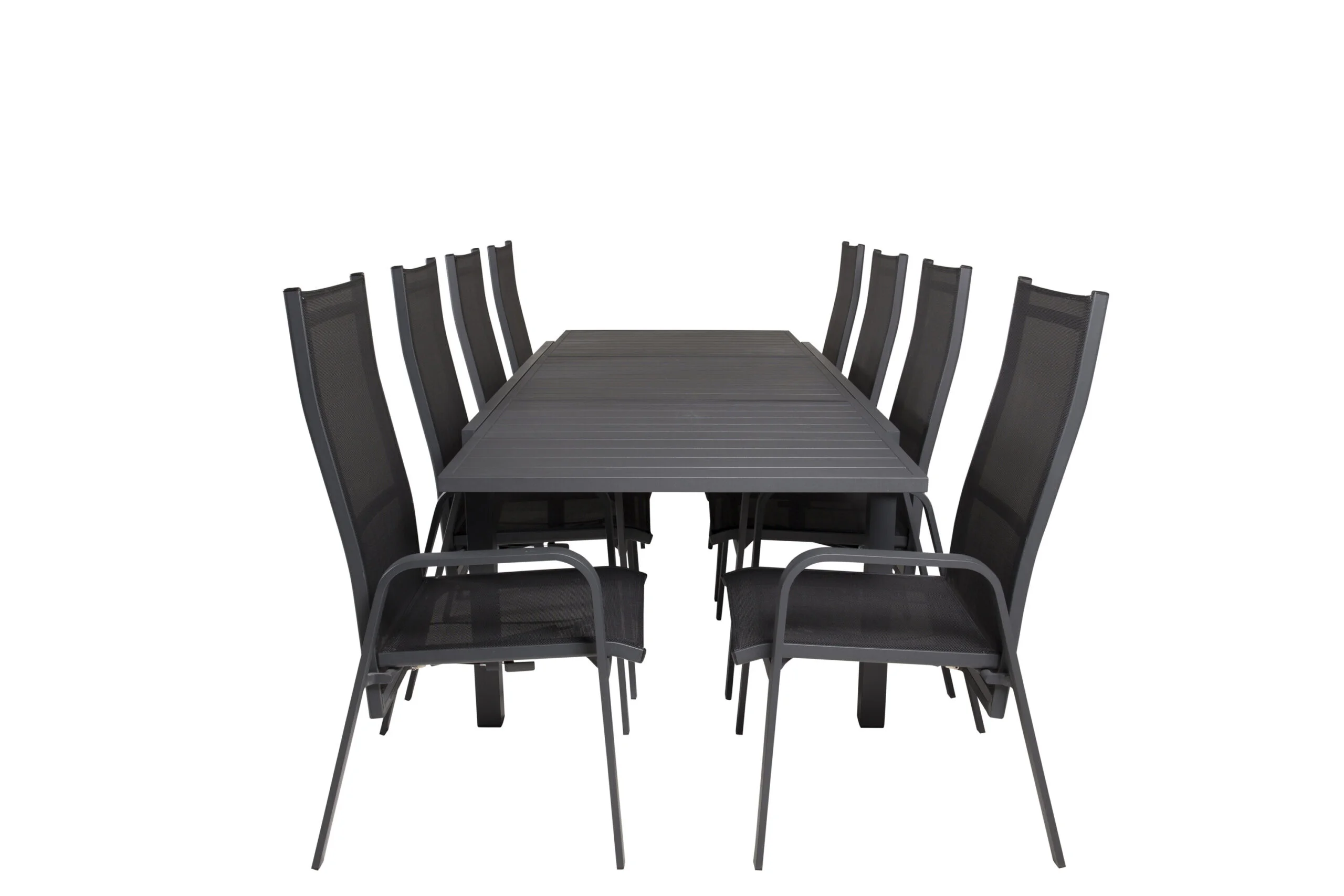 Marbella Matbord 160/240*100*H75 - Svart+Copacabana Recliner Stol (stackable) | Matgrupp | Stol för matbord