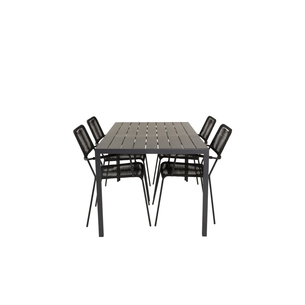 Break Matbord - 150*90 Svart Alu / Svart Aintwood | Lindos Fåtölj | Matgrupp