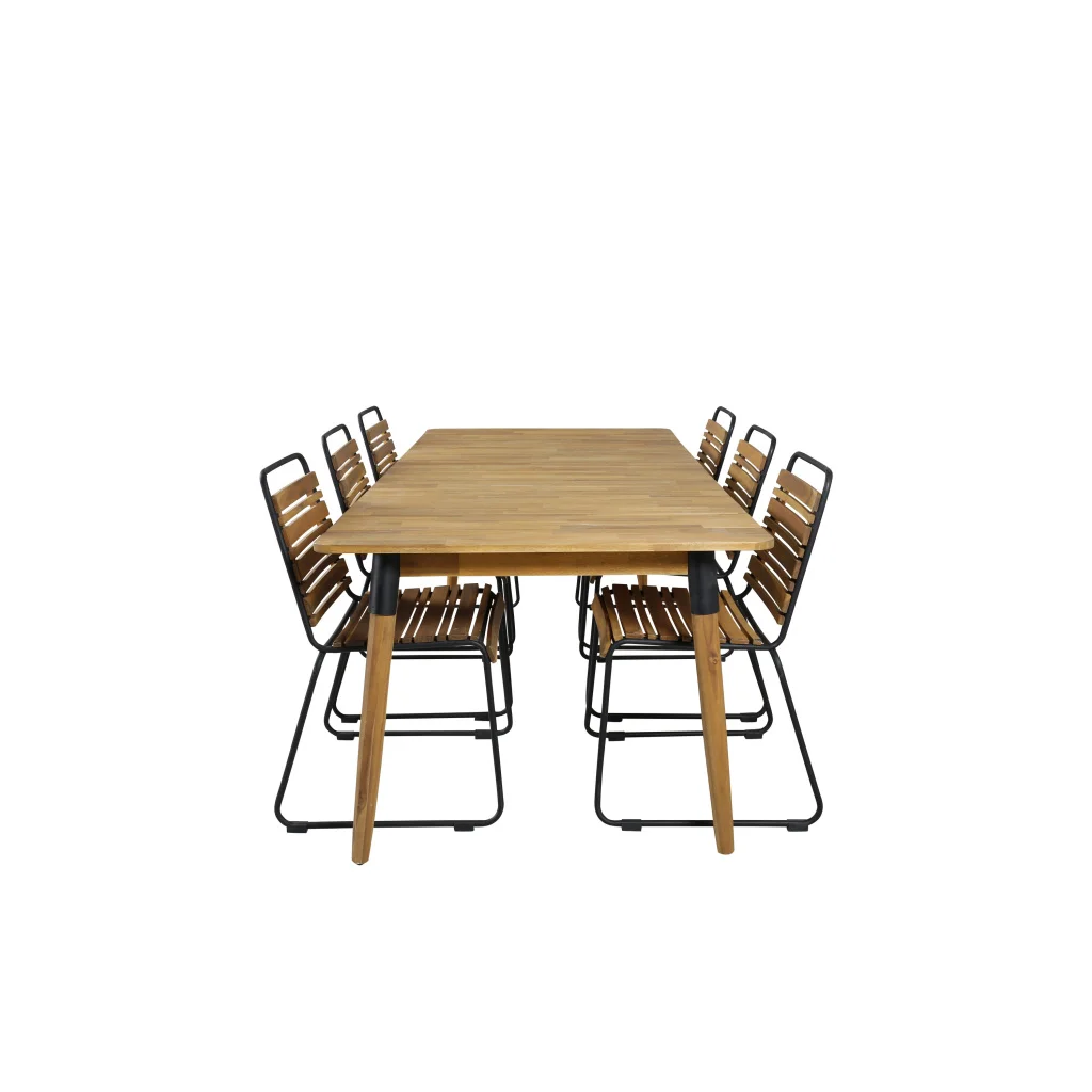 Julian Matbord - Acasia - 210*100cm+Bois Middag Stol | Matgrupp | Stol för matbord