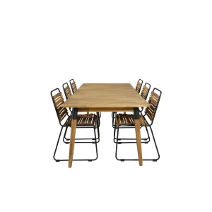 Julian Matbord - Acasia - 210*100cm+Bois Middag Stol | Matgrupp | Stol för matbord