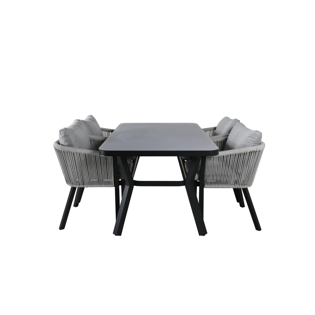 Virya Matbord - BLACK Alu / Grey Glas - small table+Virya Middag Stol | Matgrupp | Stol för matbord