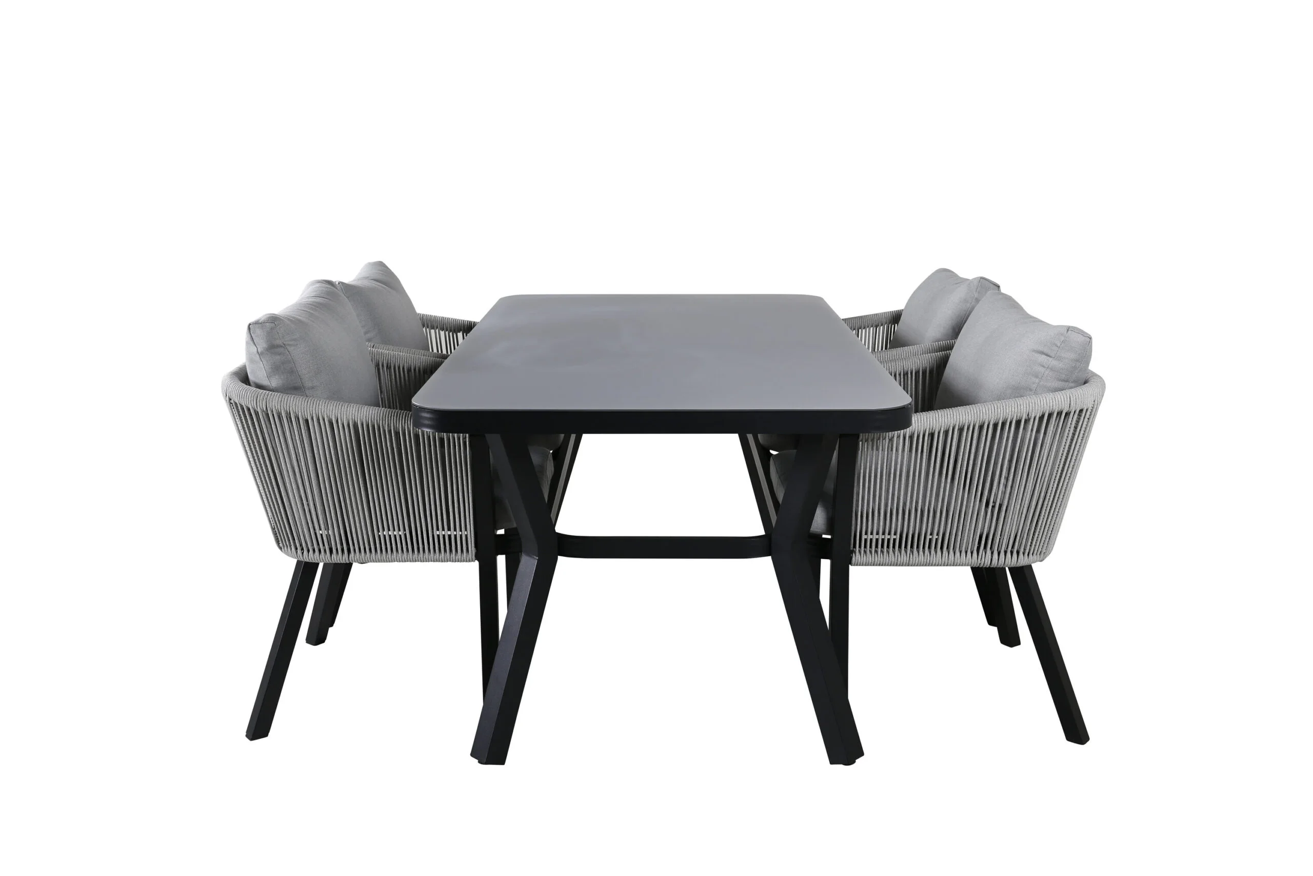 Virya Matbord - BLACK Alu / Grey Glas - small table+Virya Middag Stol | Matgrupp | Stol för matbord
