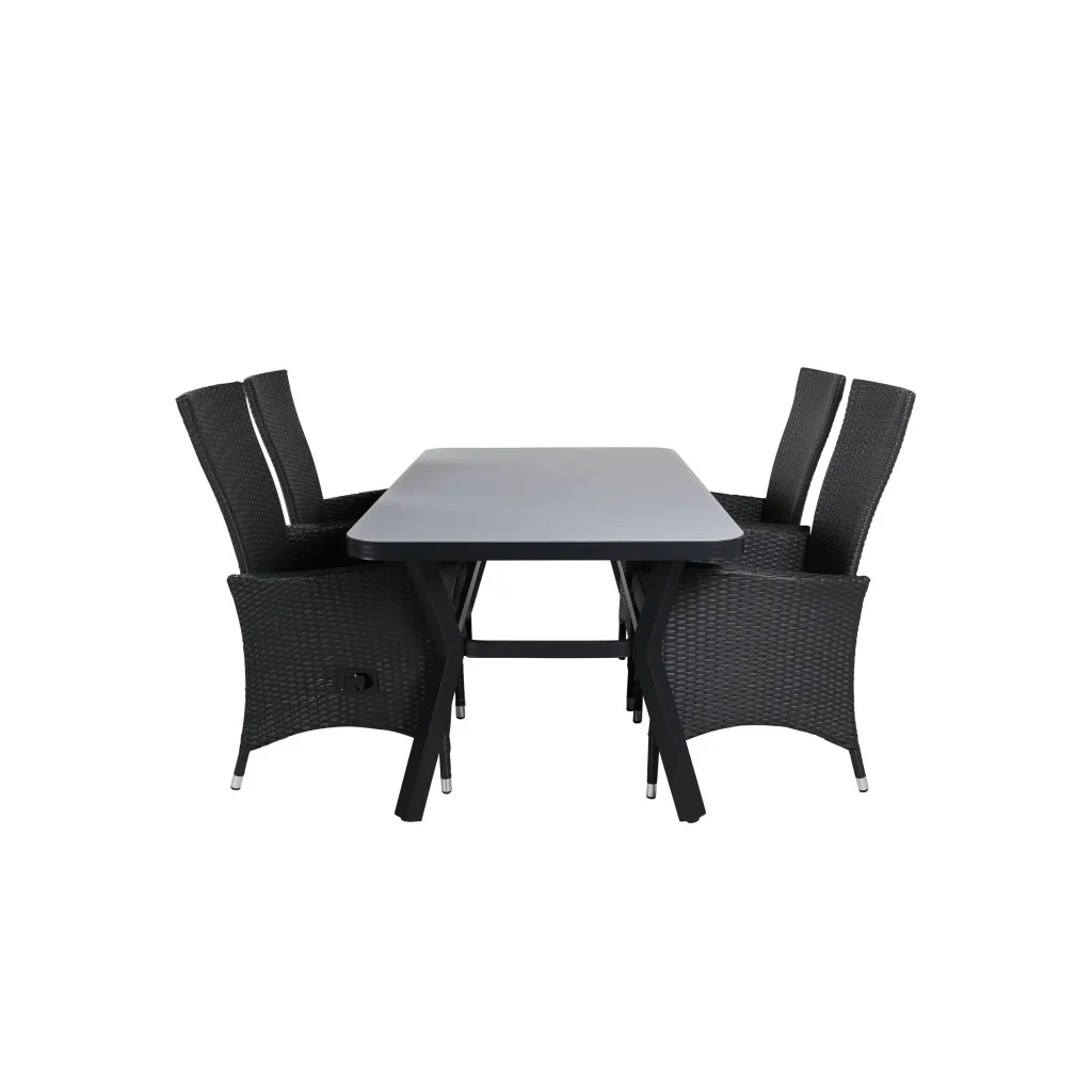 Virya Matbord - BLACK Alu / Grey Glas - small table+Padova Stol (Recliner) | Matgrupp | Stol för matbord