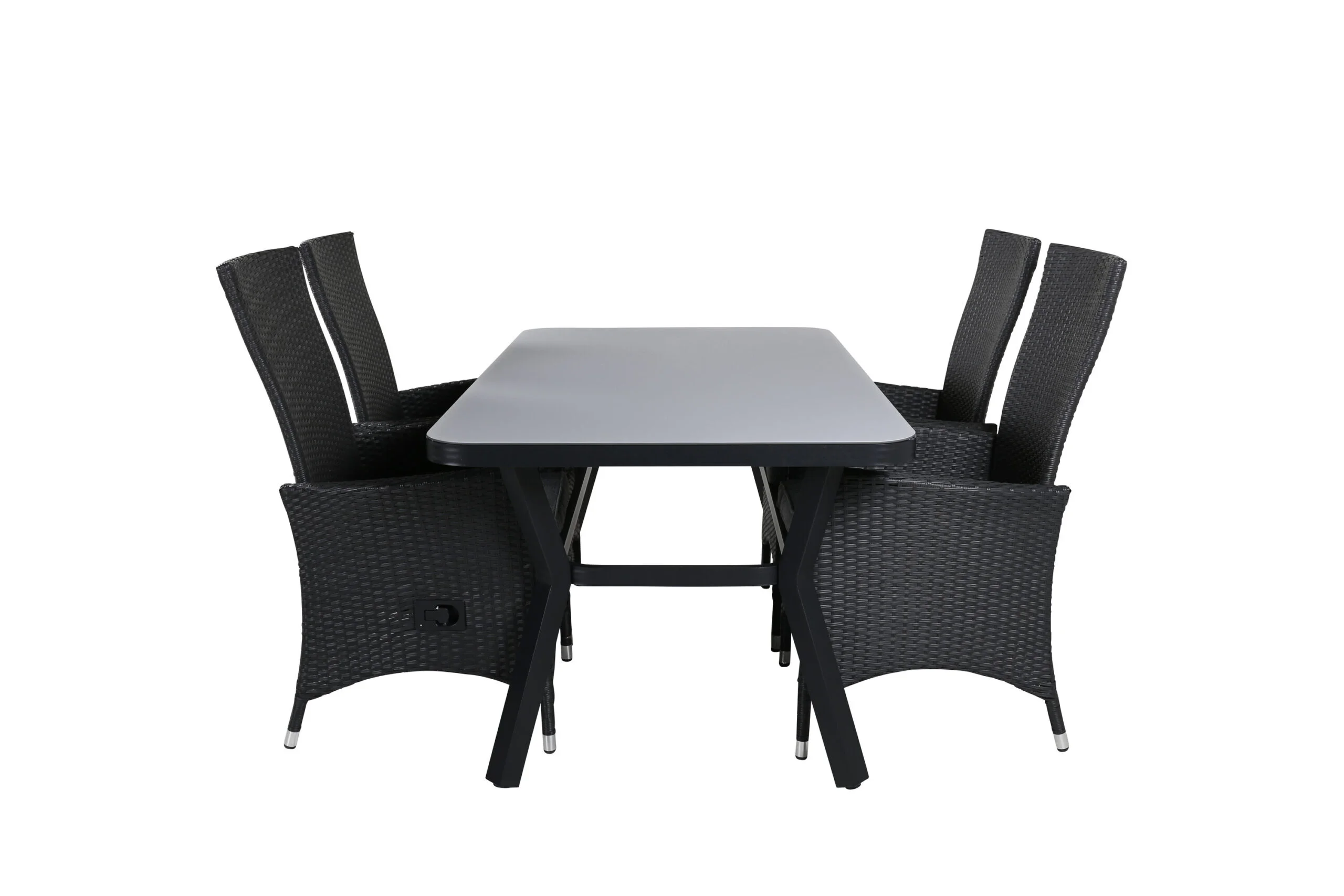 Virya Matbord - BLACK Alu / Grey Glas - small table+Padova Stol (Recliner) | Matgrupp | Stol för matbord