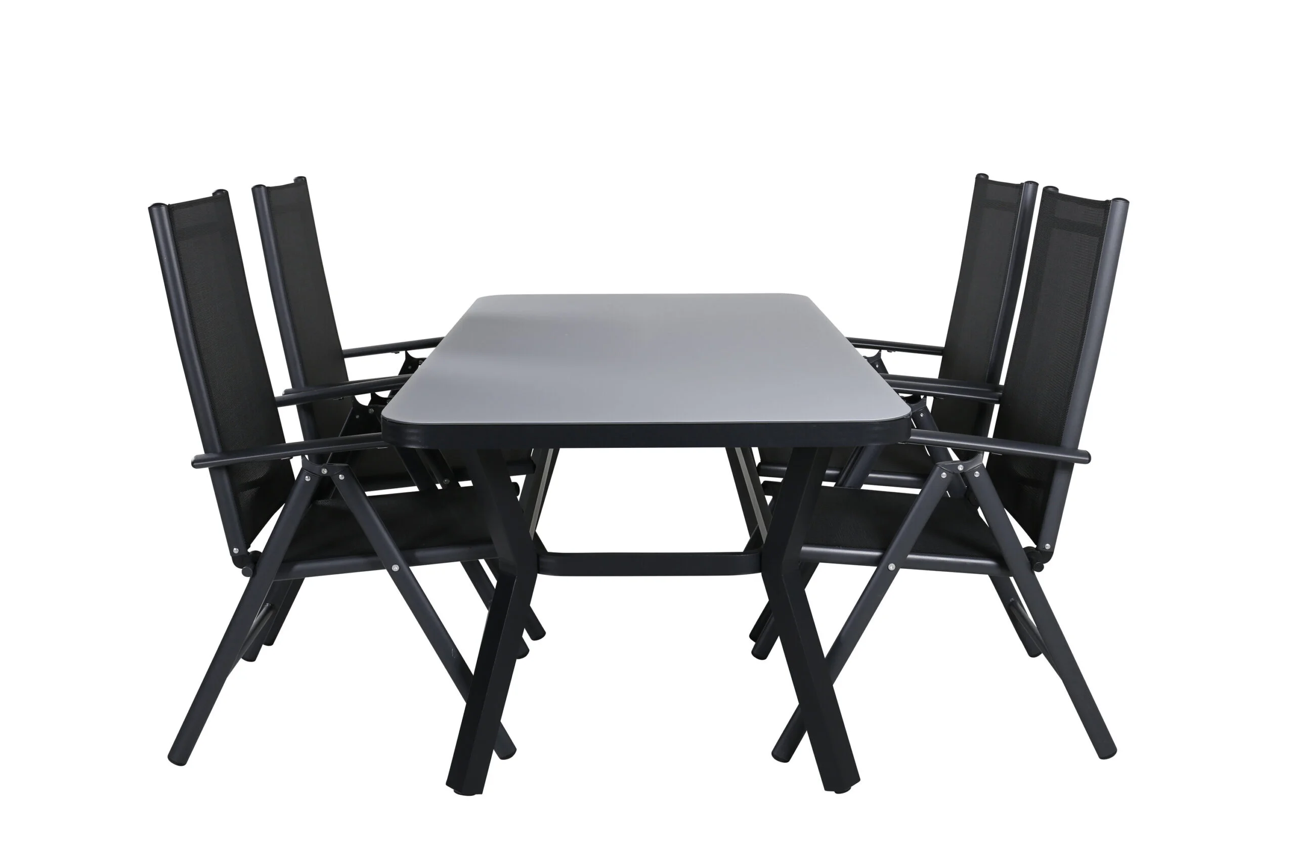 Virya Matbord - BLACK Alu / Grey Glas - small table+Break 5:pos Stol | Matgrupp | Stol för matbord