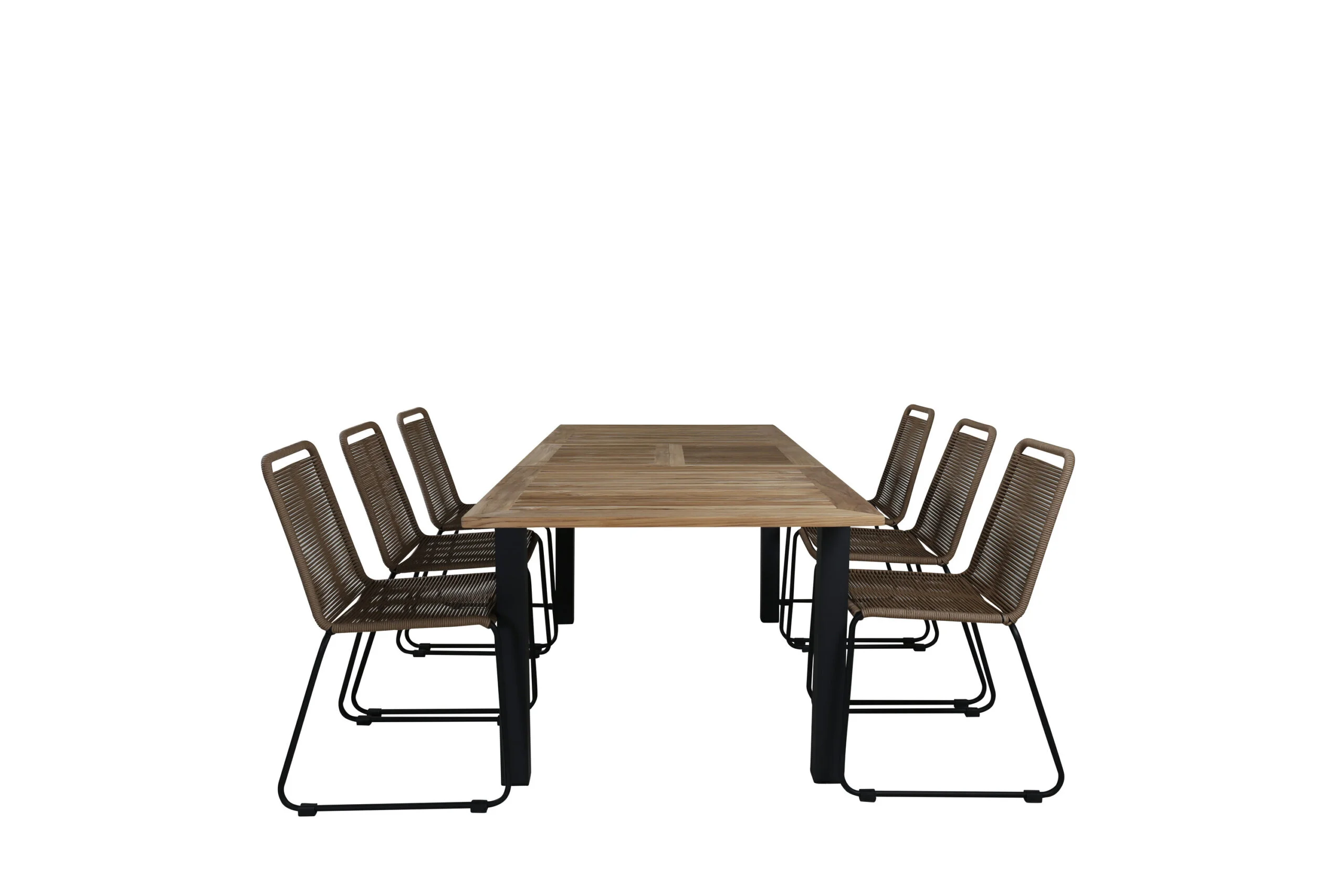 Panama Bord 152/210 - Svart/Teak+Lindos stapelstol