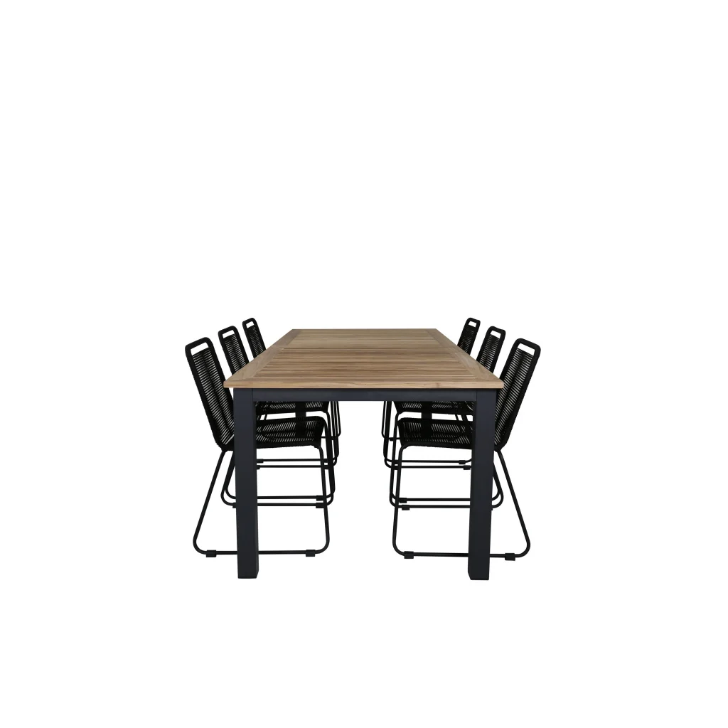 Panama - Bord - 224/324*100 - svart Alu/Teak+Lindos stapelstol