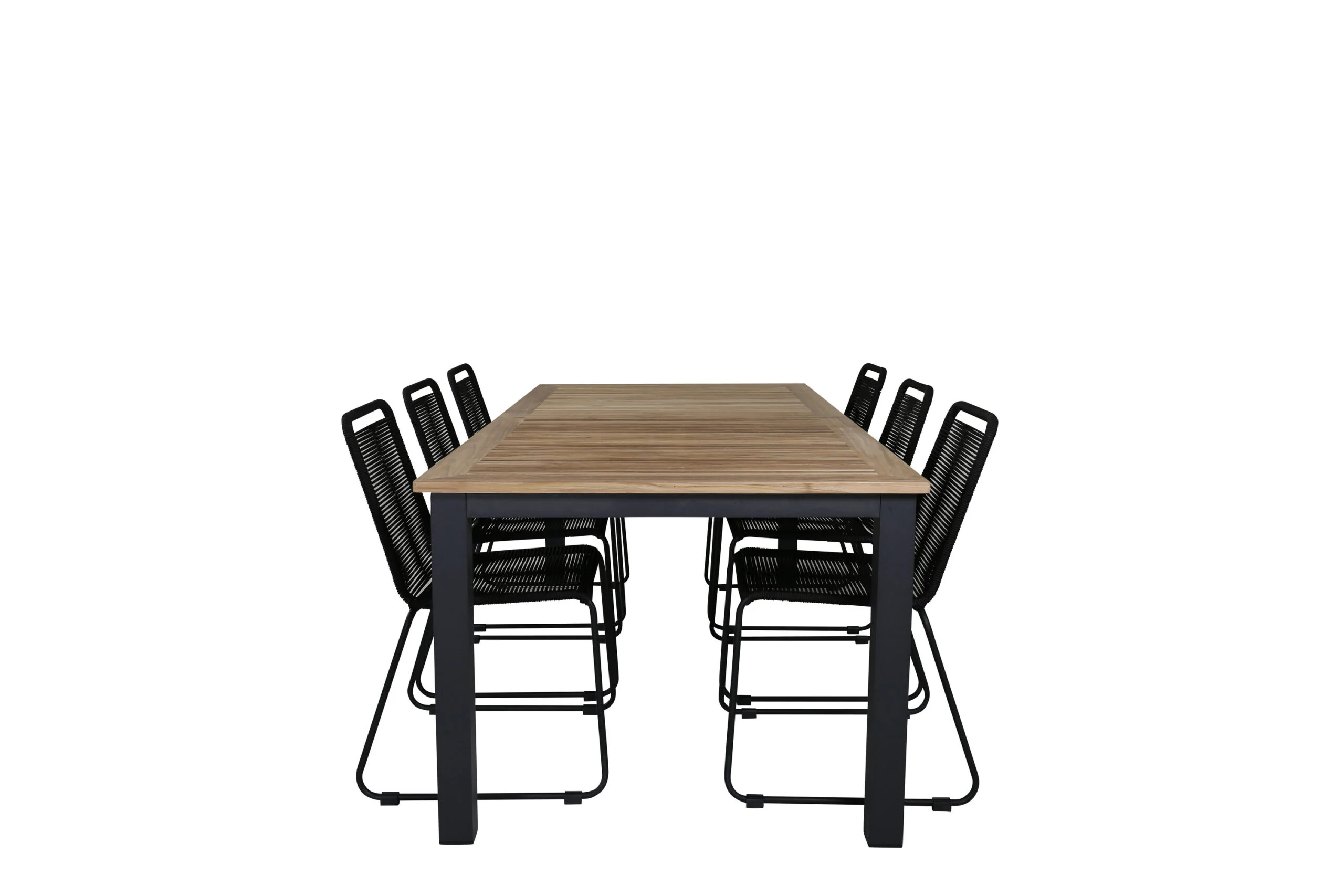 Panama - Bord - 224/324*100 - svart Alu/Teak+Lindos stapelstol