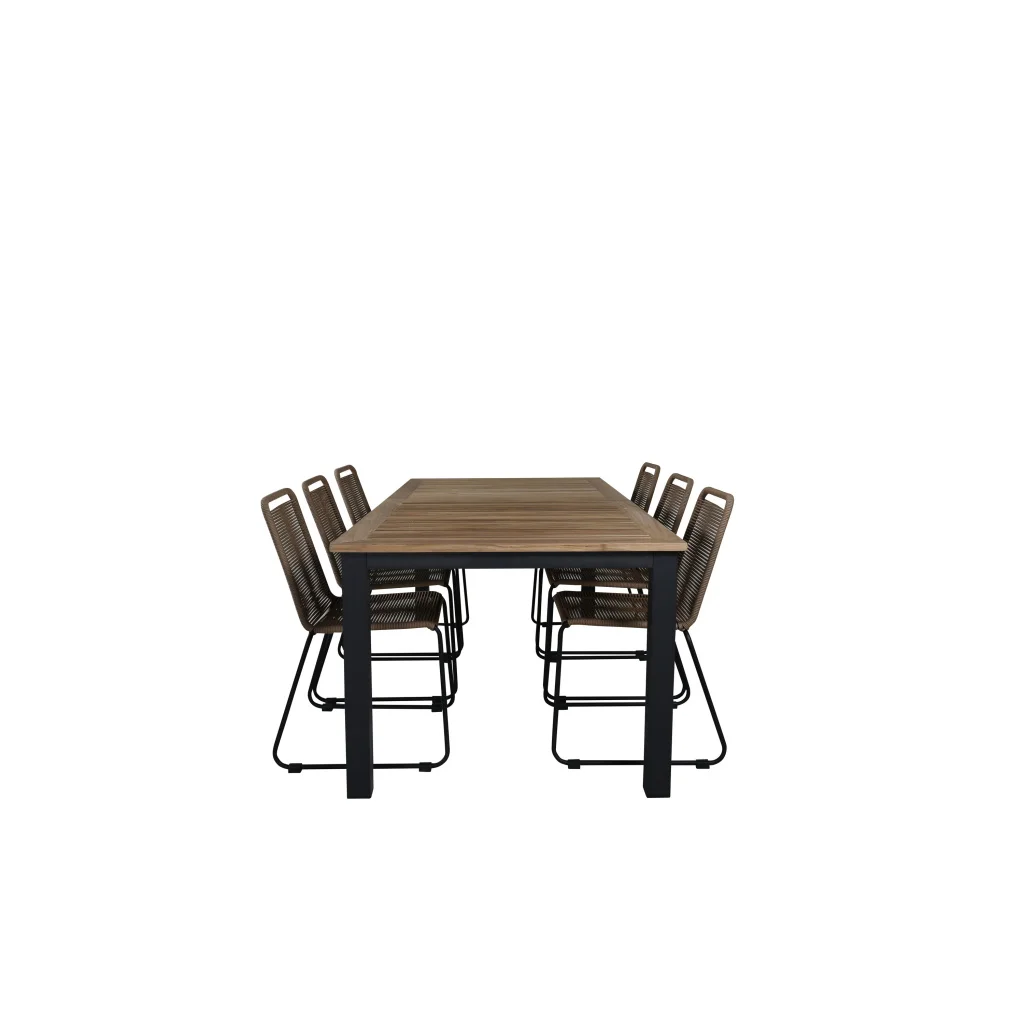 Panama - Bord - 224/324*100 - svart Alu/Teak+Lindos stapelstol