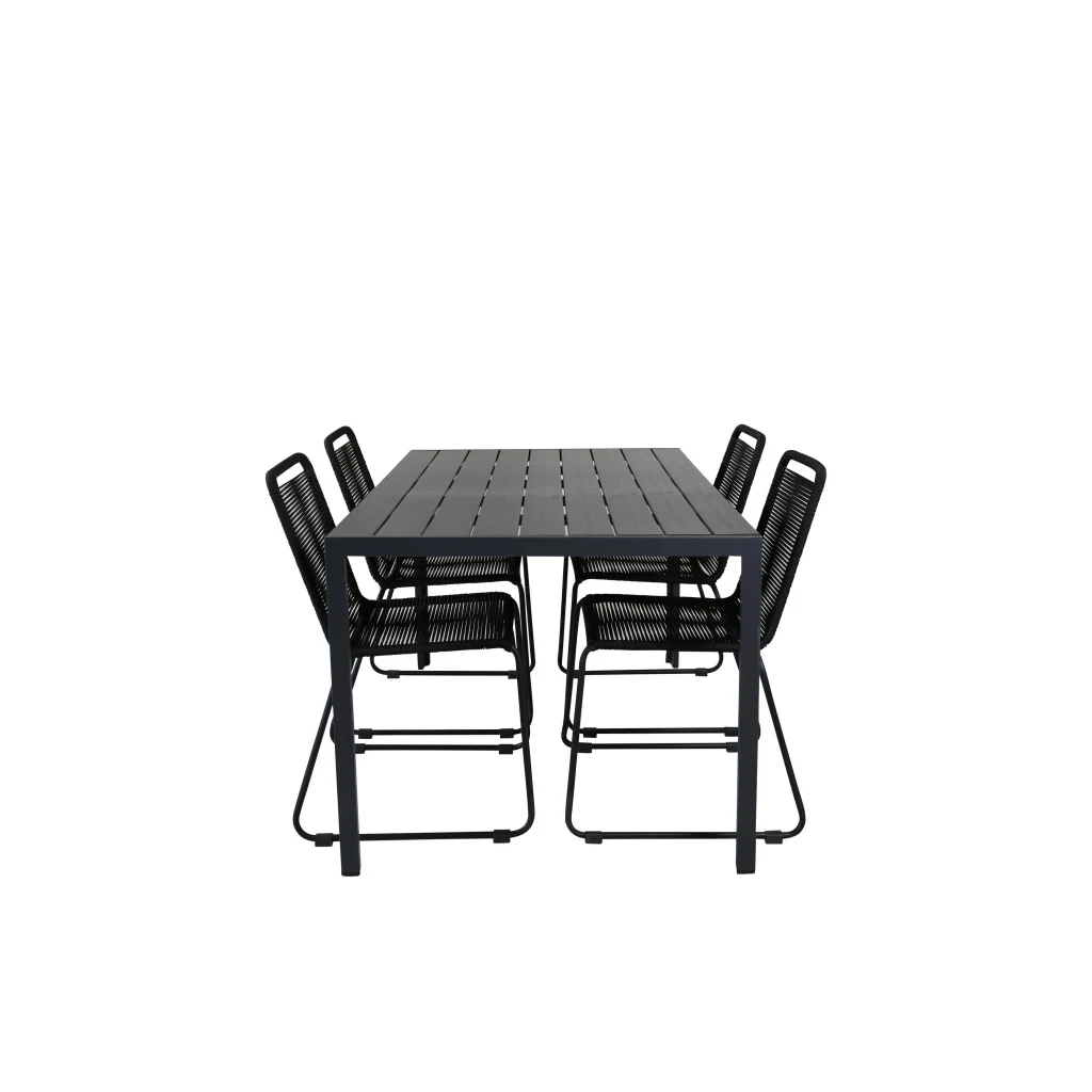 Break Bord 150*90 - Svart/Svart+Lindos stapelstol