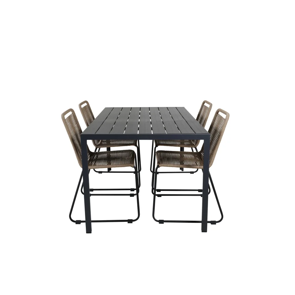 Break Bord 150*90 - Svart/Svart+Lindos stapelstol