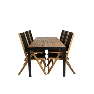 Bois Middag table 205*90cm - Svart Legs / Akacia | Little John foldable Stol | Stol för matbord