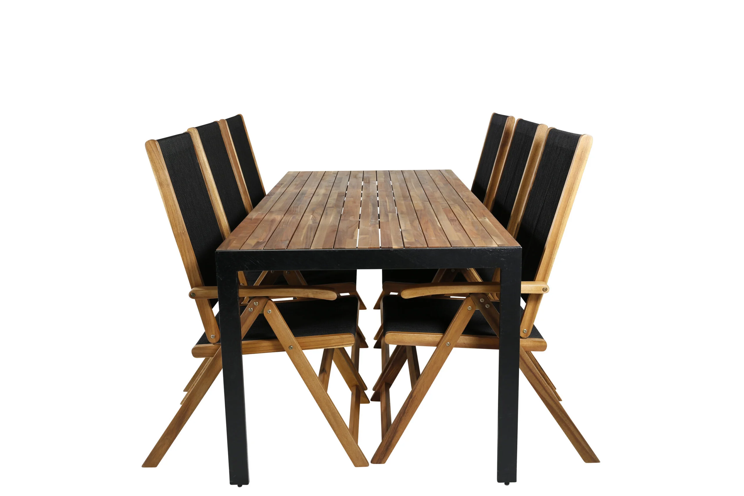 Bois Middag table 205*90cm - Svart Legs / Akacia | Little John foldable Stol | Stol för matbord
