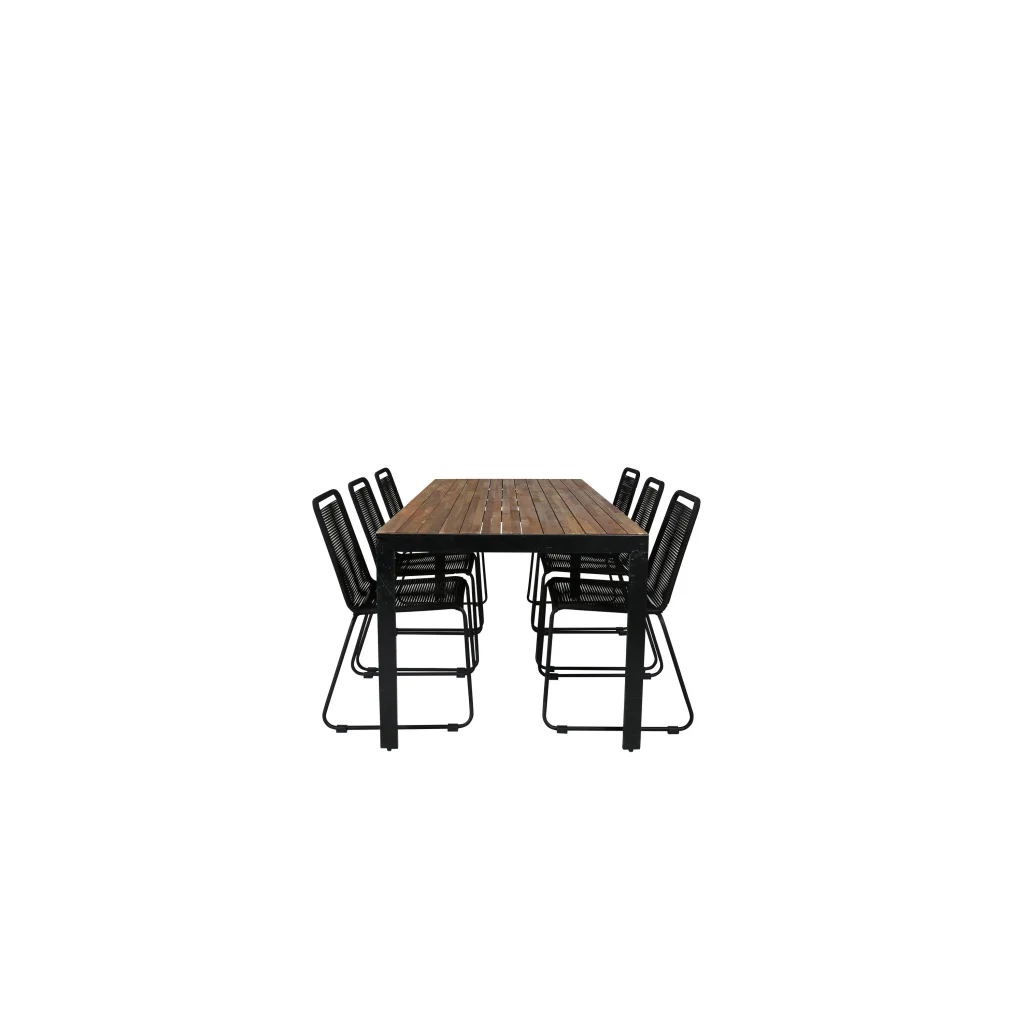Bois Middag table 205*90cm - Svart Legs / Akacia | Lindos stapelstol