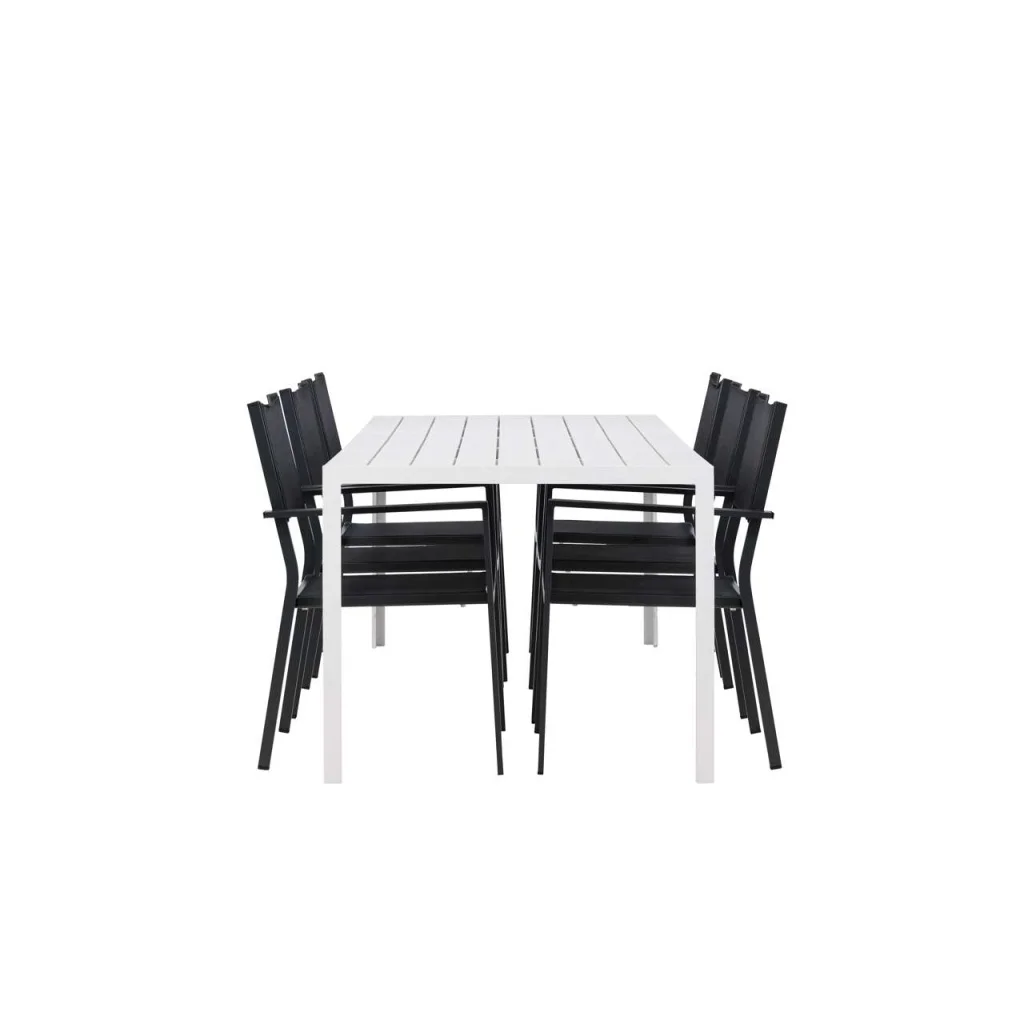 Break Matbord - Vit / Vit Aintwood | Copacabana stapelstol - Svart/Svart | Matgrupp