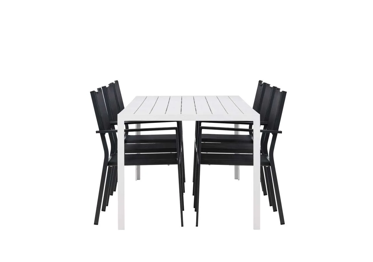 Break Matbord - Vit / Vit Aintwood | Copacabana stapelstol - Svart/Svart | Matgrupp