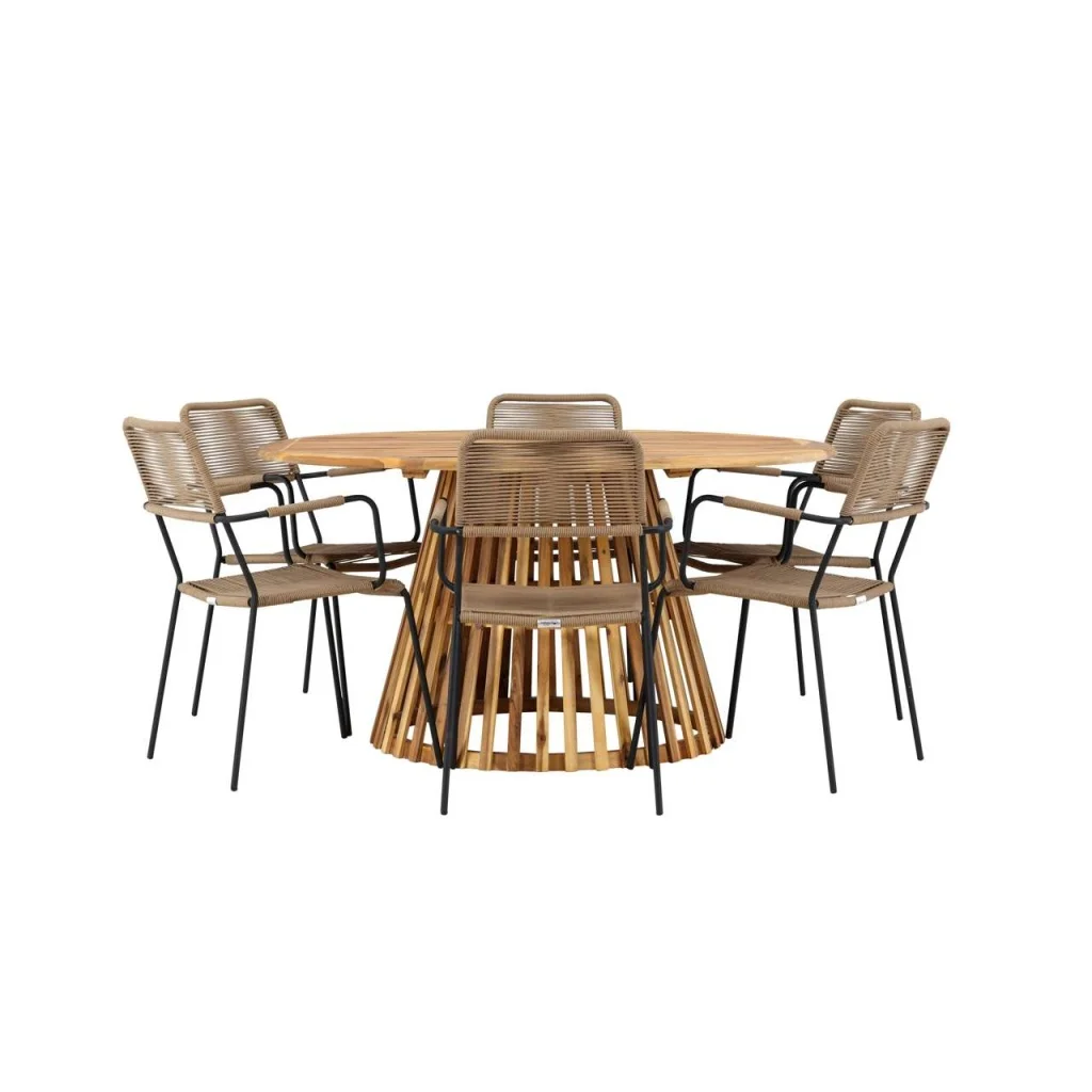 Tucumán Matbord - Akacia Ø120 cm | Lindos - Fåtölj | Matgrupp