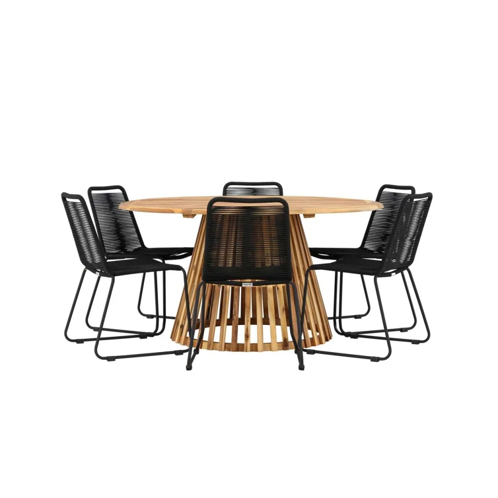 Tucumán Matbord - Akacia Ø120 cm | Lindos stapelstol | Matgrupp