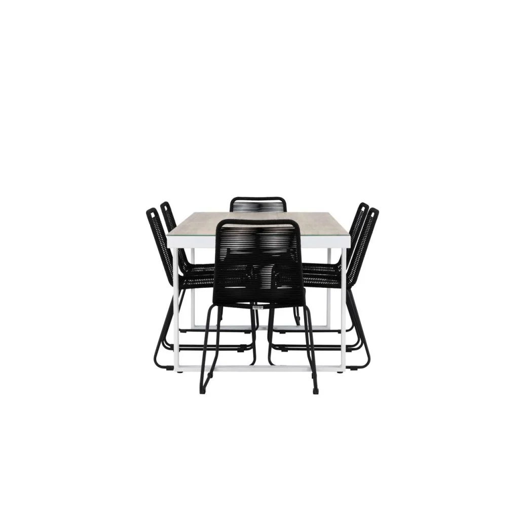 Merlo Matbord - Vit/Vitwash | Lindos stapelstol | Matgrupp