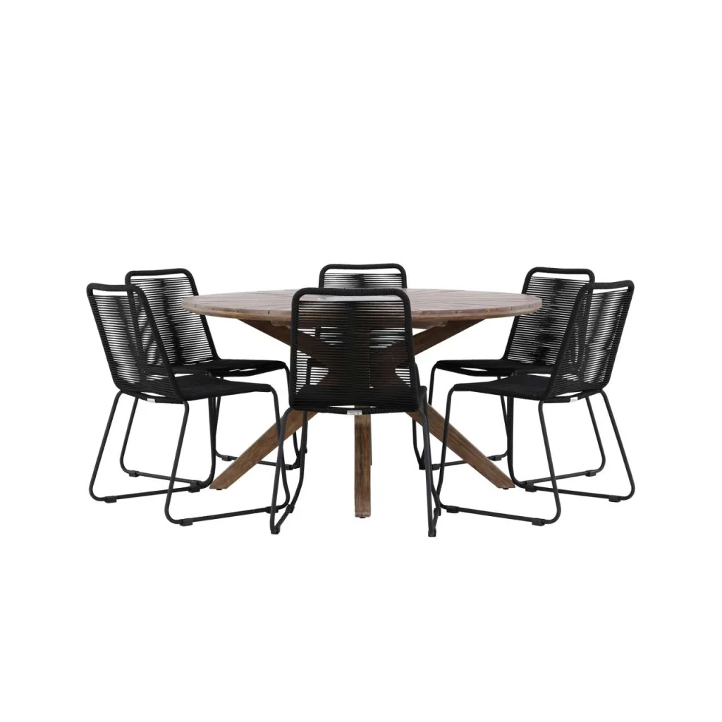 Rosario Matbord- Teak Ø140 | Lindos stapelstol | Matgrupp