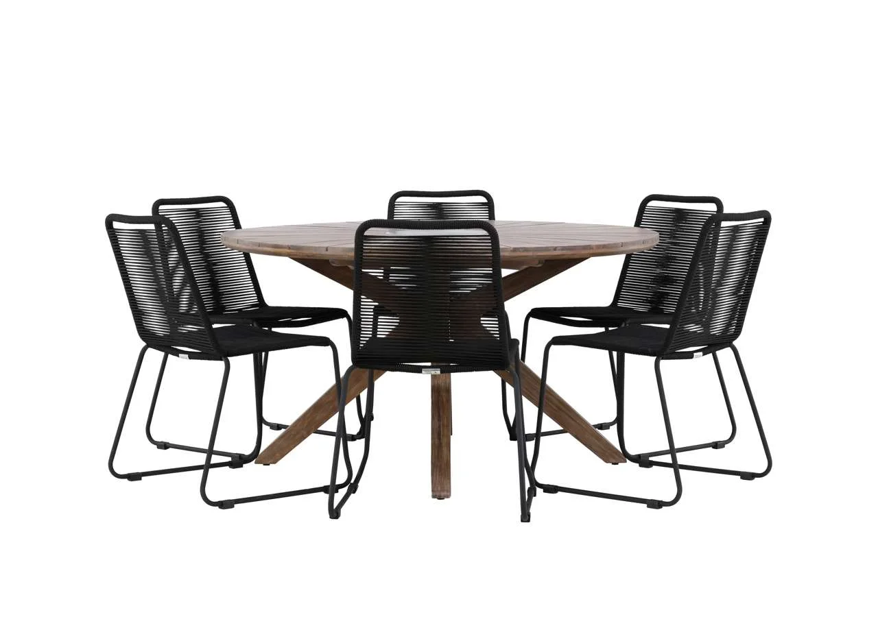 Rosario Matbord- Teak Ø140 | Lindos stapelstol | Matgrupp