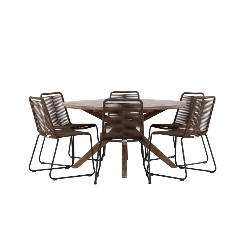 Rosario Matbord- Teak Ø140 | Lindos Matstol Aluminium | Matgrupp