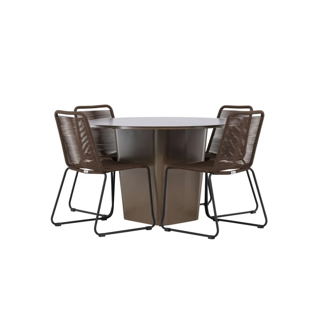 Santa Fe Matbord Ø120 cm - Roasty | Lindos Matstol Aluminium | Matgrupp