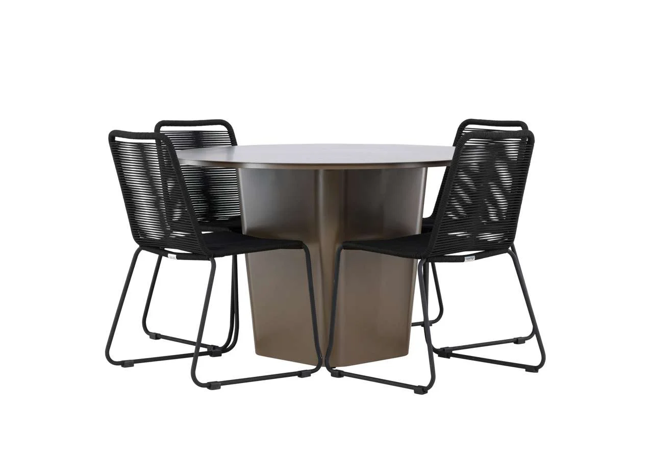 Santa Fe Matbord Ø120 cm - Roasty | Lindos stapelstol | Matgrupp